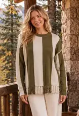 Hanna Stripe Fringe Hem Knit Sweater