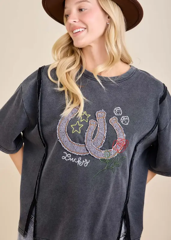 Lainey Lucky Horseshoe Embroidered Sweatshirt