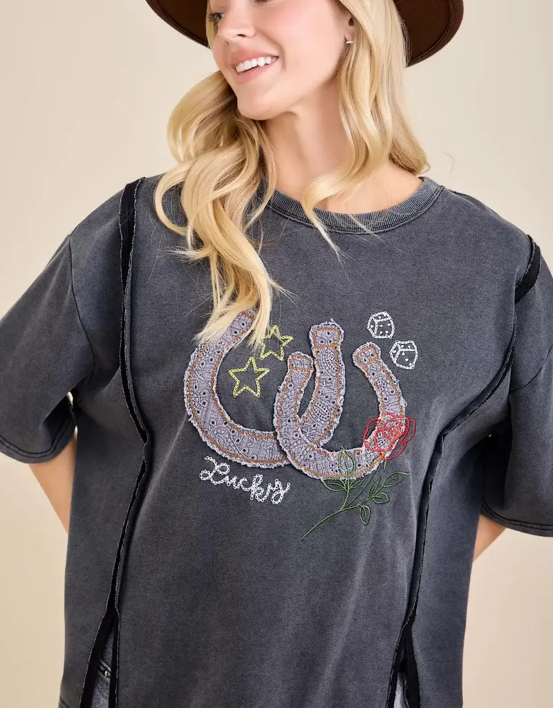 Lainey Lucky Horseshoe Embroidered Sweatshirt