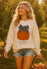 Peggy Pumpkin Season Gingham Bow Graphic Sweatshirt