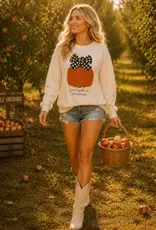 Peggy Pumpkin Season Gingham Bow Graphic Sweatshirt