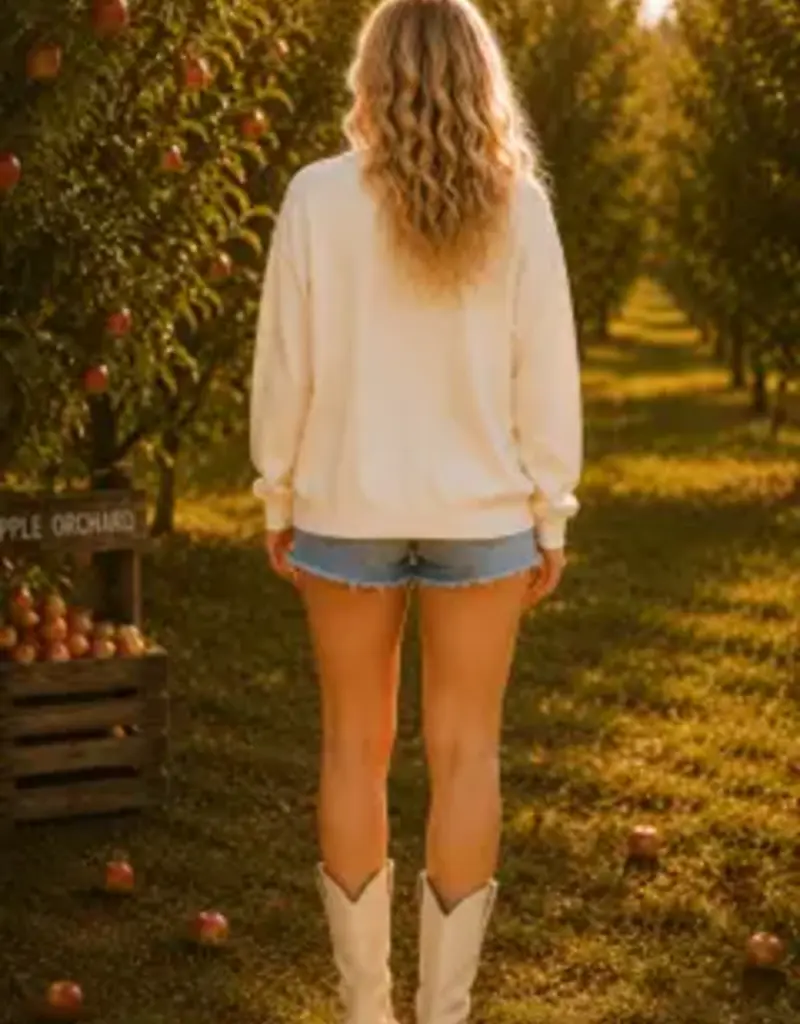 Peggy Pumpkin Season Gingham Bow Graphic Sweatshirt