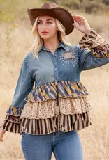 Valerie Vintage Boho Patchwork Tiered Top