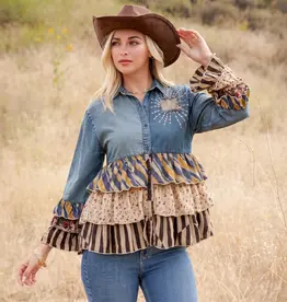 Valerie Vintage Boho Patchwork Tiered Top