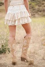 Ella Boho Crochet Lace Tiered Mini Skirt