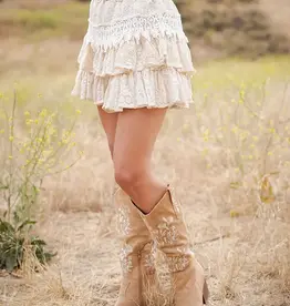 Ella Boho Crochet Lace Tiered Mini Skirt