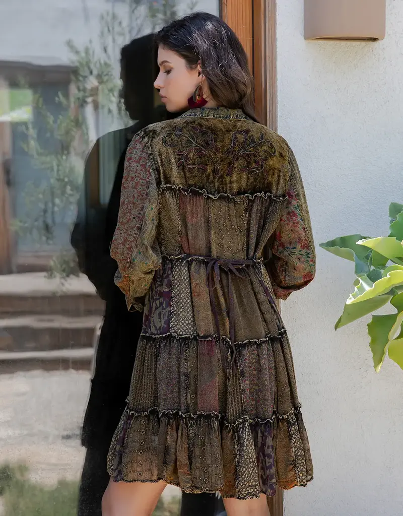 Abby Artisan Shirt Dress With Patches & Embroidery Accents