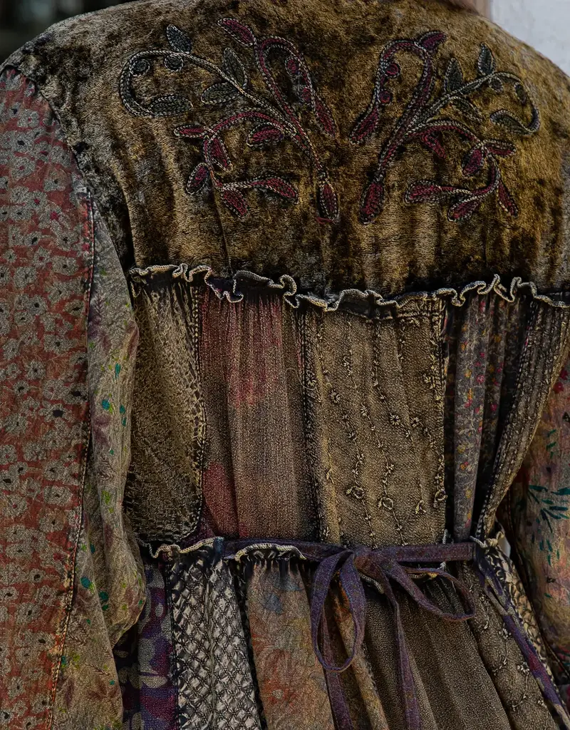 Abby Artisan Shirt Dress With Patches & Embroidery Accents