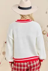 Holly Plaid Tree Knit Sweater with Red Bow