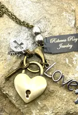 Boho Heart Lock Charm Necklace