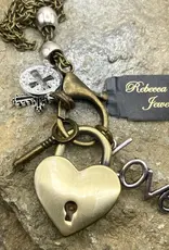 Boho Heart Lock Charm Necklace