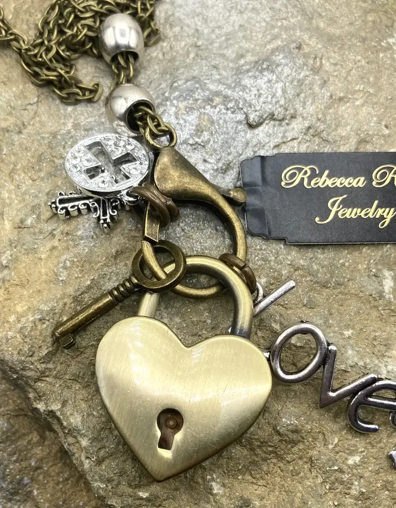 Boho Heart Lock Charm Necklace