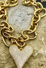 Chunky Gold Heart Statement Charm Necklace