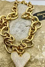 Chunky Gold Heart Statement Charm Necklace