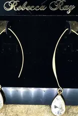 Gold Linear Earring with Clear Crystal Teardrop
