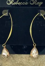 Gold Linear Earring with Amber Crystal Teardrop