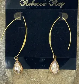 Gold Linear Earring with Amber Crystal Teardrop