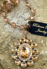 Vintage Crystal Beaded Concho Statement Necklace