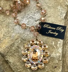 Vintage Crystal Beaded Concho Statement Necklace