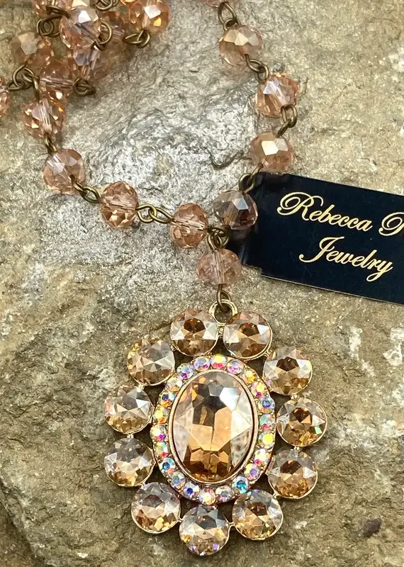 Vintage Crystal Beaded Concho Statement Necklace