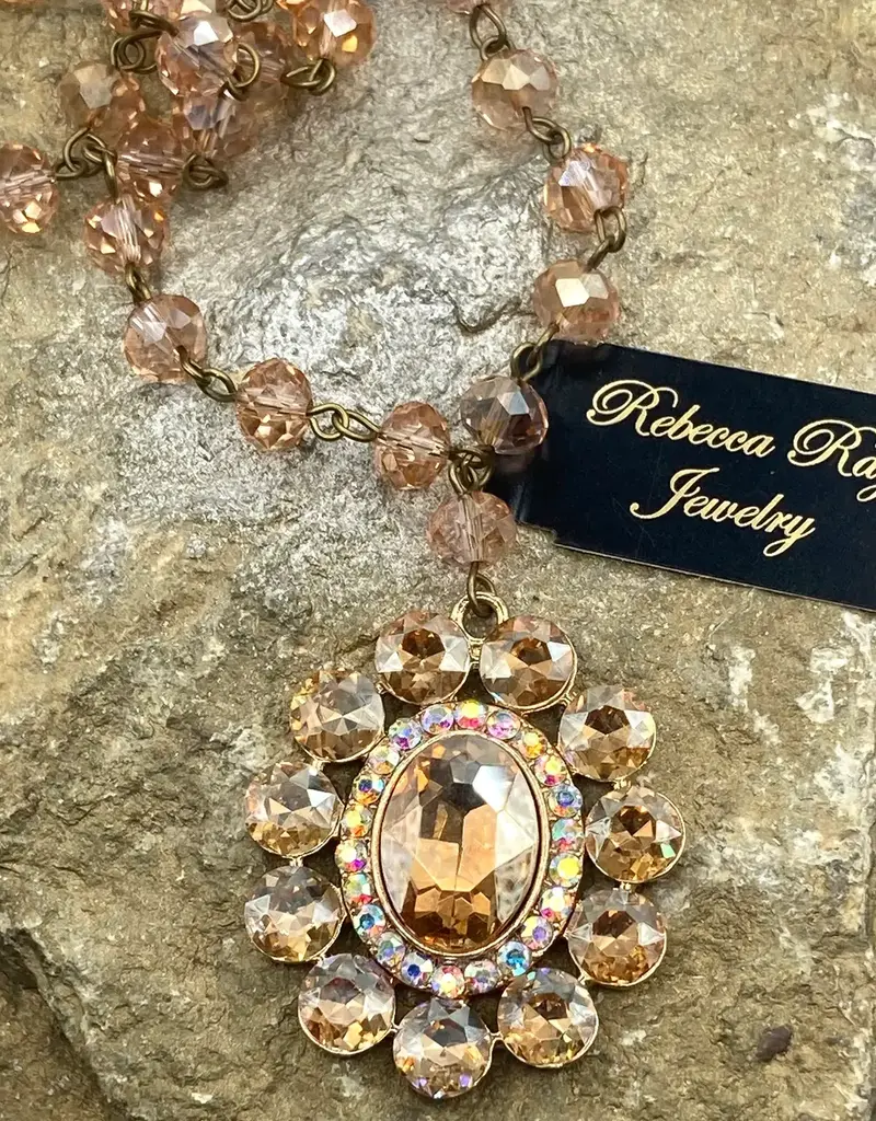 Vintage Crystal Beaded Concho Statement Necklace