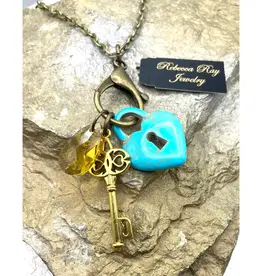 Vintage Lock and Key Charm Necklace