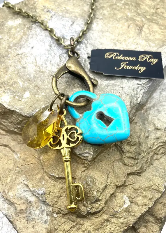 Vintage Lock and Key Charm Necklace