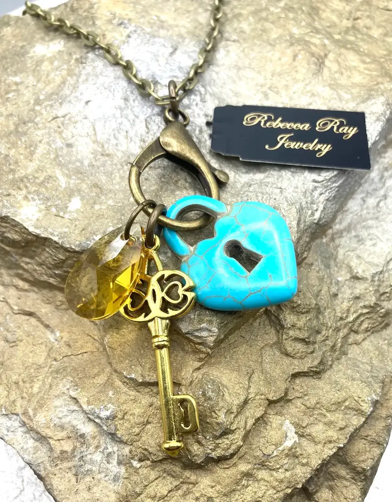 Vintage Lock and Key Charm Necklace