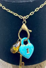 Vintage Lock and Key Charm Necklace