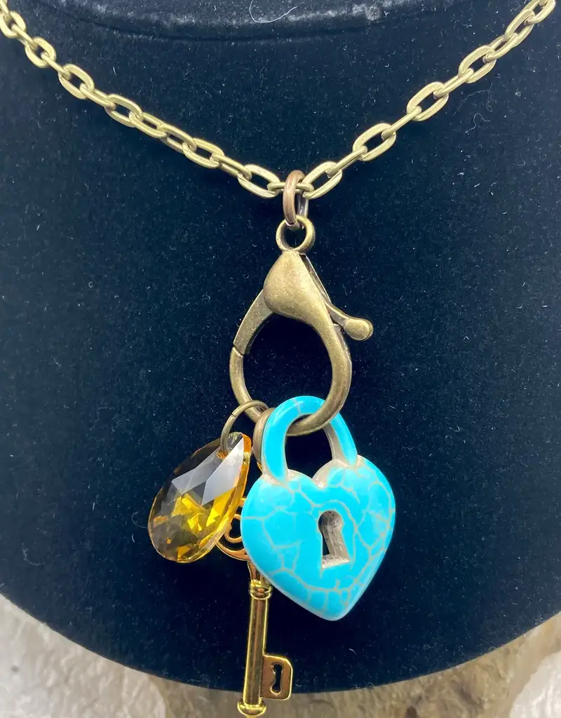 Vintage Lock and Key Charm Necklace