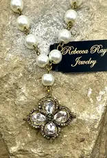 Vintage Boho Necklace with Crystal Floral Charm