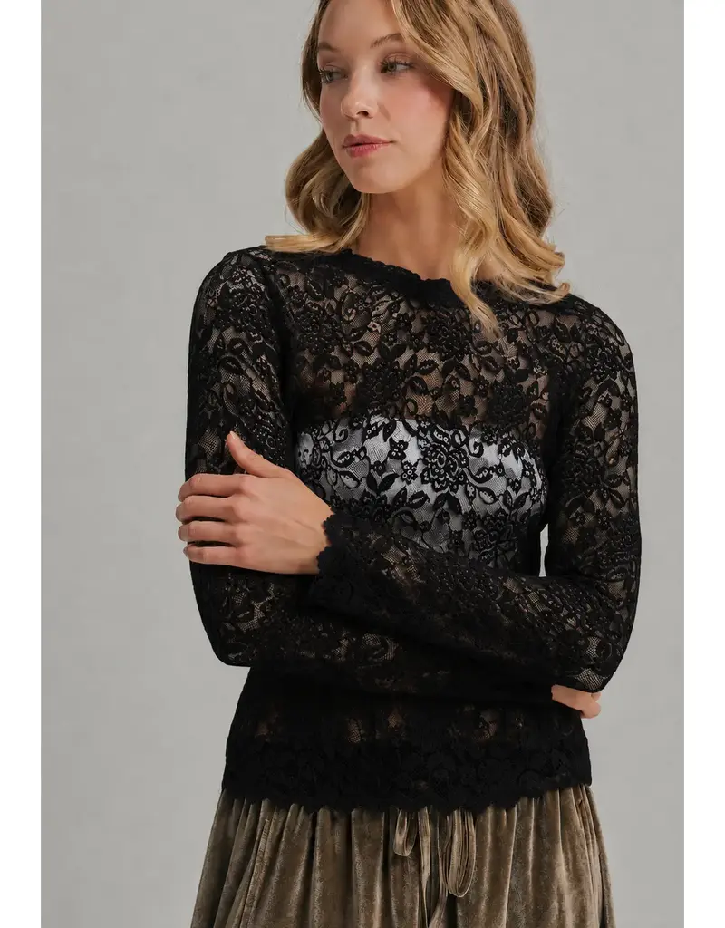 Romantic Stretch Lace Layering Top - Available in Coffee - Oatmeal - Black