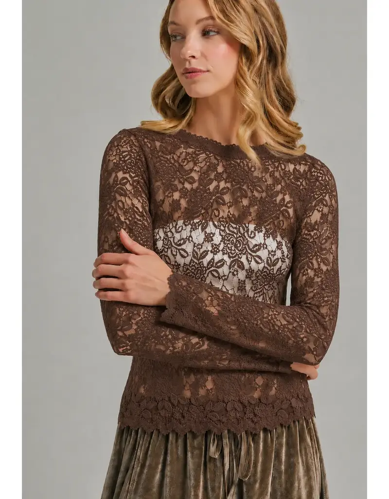 Romantic Stretch Lace Layering Top - Available in Coffee - Oatmeal - Black