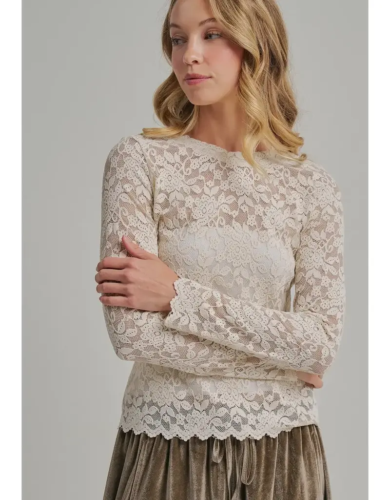 Romantic Stretch Lace Layering Top - Available in Coffee - Oatmeal - Black