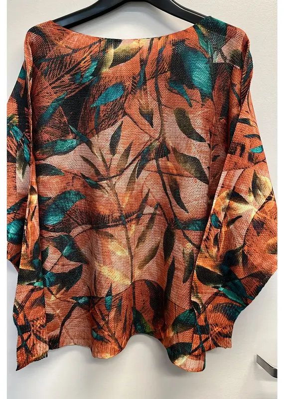 Fall Leaves Lightweight Knit Sweater - Made In Italy - ONE SIZE