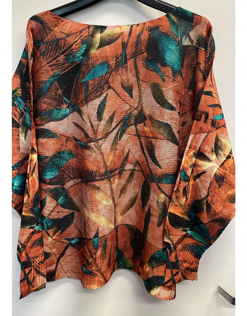 Fall Leaves Lightweight Knit Sweater - Made In Italy - ONE SIZE