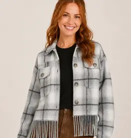 Flannel Fringe Plaid Jacket