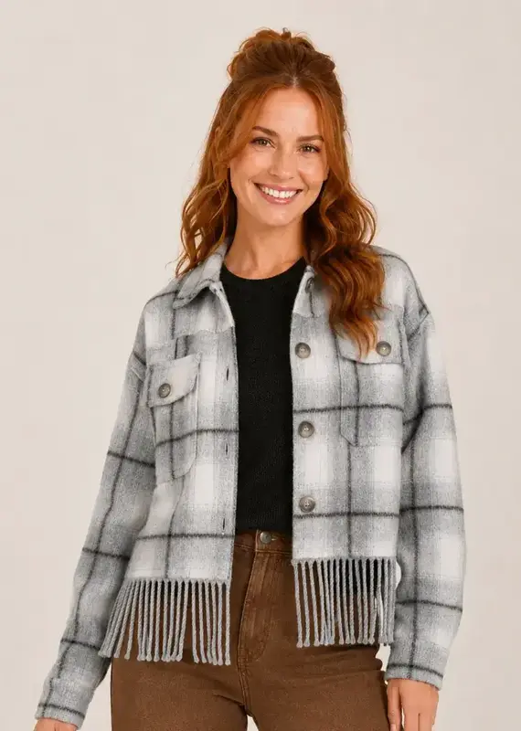Flannel Fringe Plaid Jacket