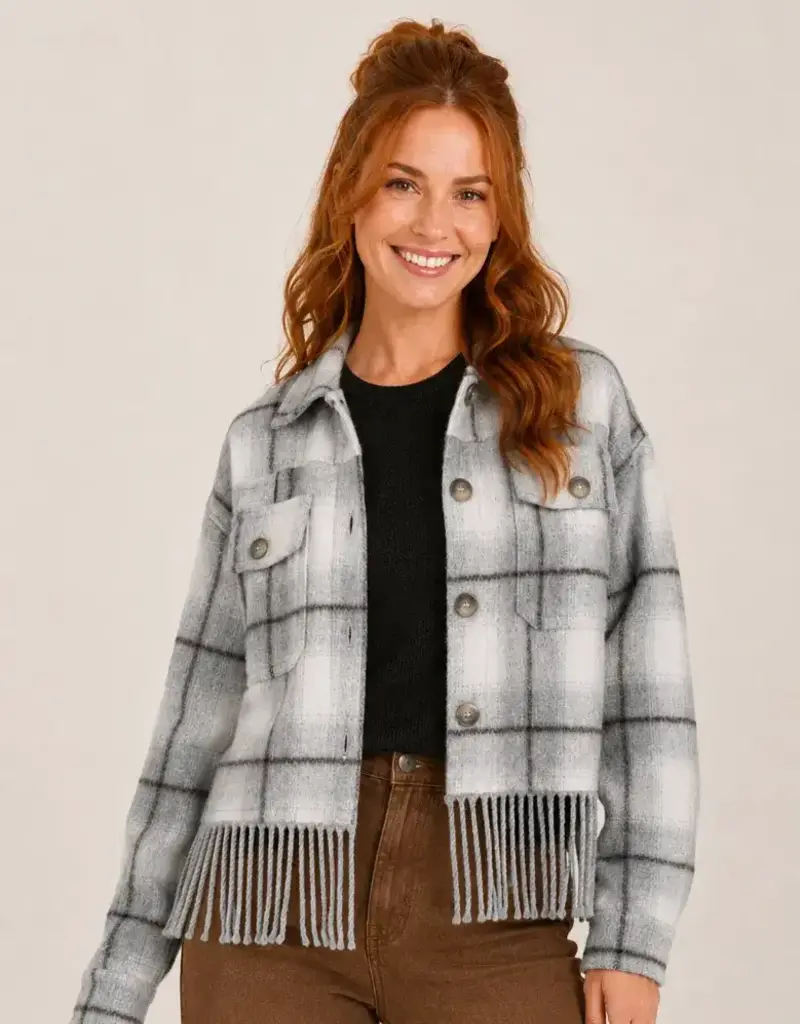 Flannel Fringe Plaid Jacket
