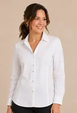Samantha Studded Poplin Ribbed Knit Sides Top