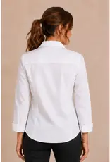Samantha Studded Poplin Ribbed Knit Sides Top