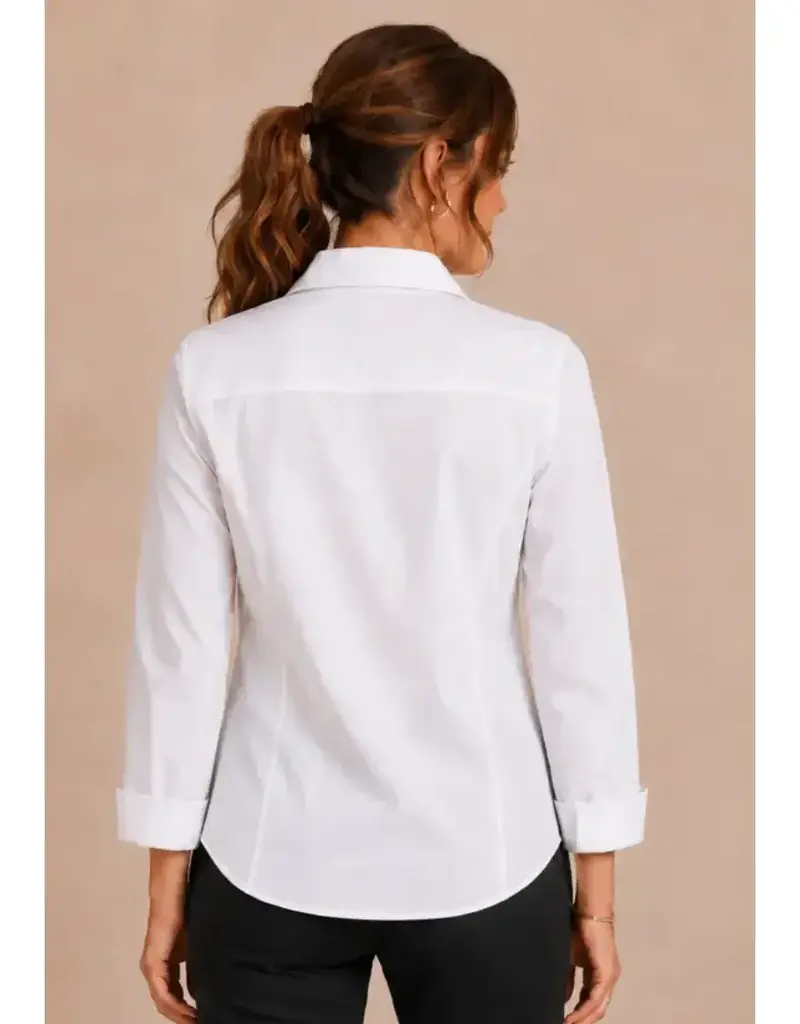 Samantha Studded Poplin Ribbed Knit Sides Top