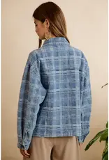 Wendy Washed Plaid Denim Jacket With Front Pockets