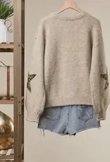 Bethany Leopard Bold Star Detail Knit Sweater