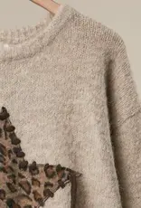 Bethany Leopard Bold Star Detail Knit Sweater