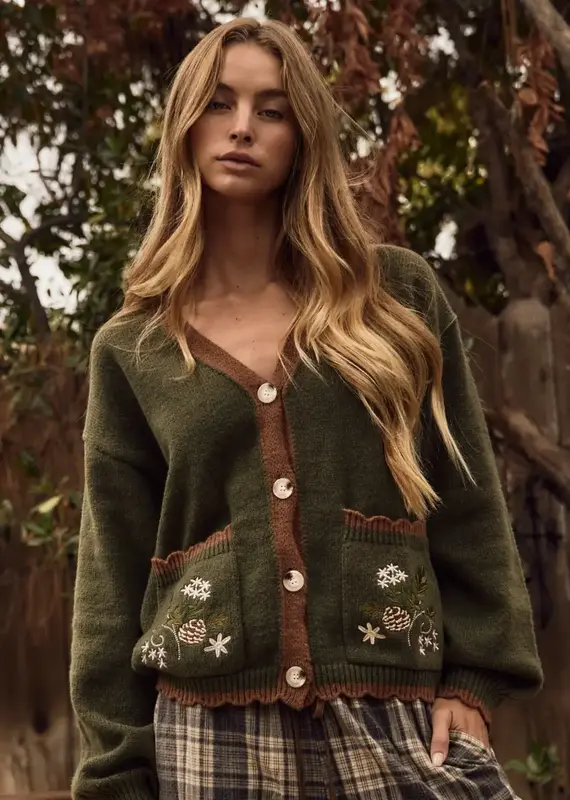 Emily Soft Knit Cardigan With Embroidery Detail