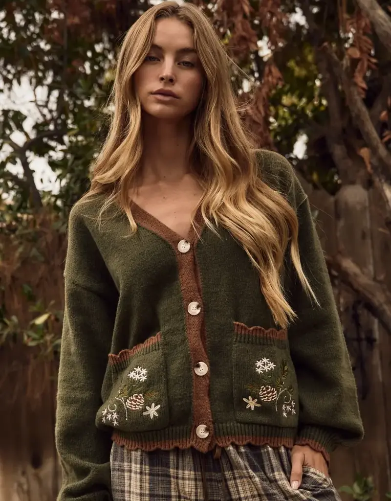 Emily Soft Knit Cardigan With Embroidery Detail