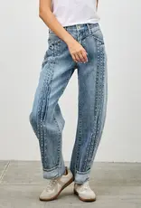 Barrel Jean With Pin Tuck Pleat Detail Front