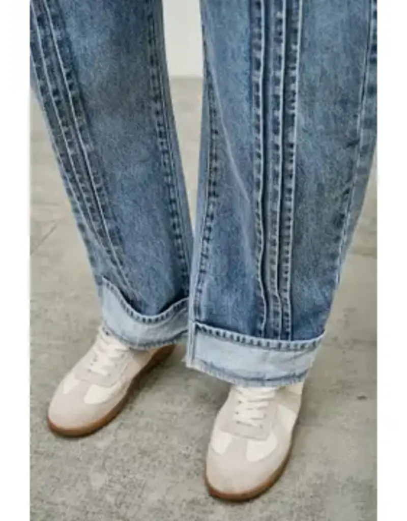 Barrel Jean With Pin Tuck Pleat Detail Front