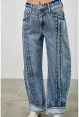 Barrel Jean With Pin Tuck Pleat Detail Front